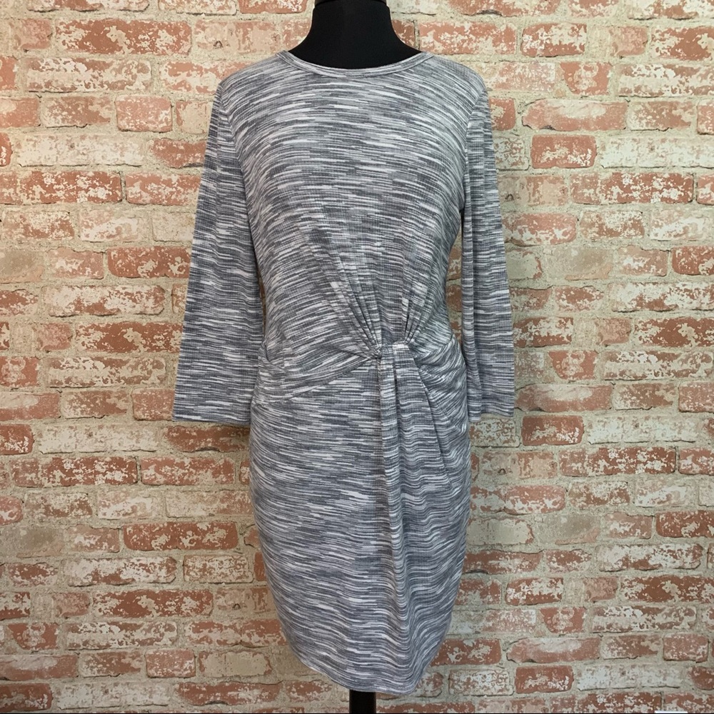 Lush Knit Dress Twist Waist Long Sleeve Gray Size XL